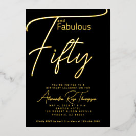 Invitación Con Relieve Metalizado Guión de cincuenta y fabuloso fiesta de cumpleaños