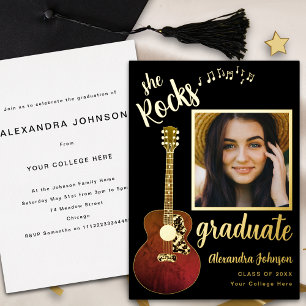 Invitación Con Relieve Metalizado Guión de fiesta de graduación de música country ne