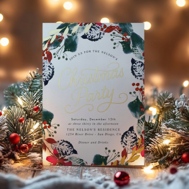 Invitación Con Relieve Metalizado Guión de guerra para Navidades de nieve exuberante (Subido por el creador)