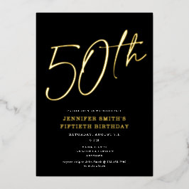 Invitación Con Relieve Metalizado Guión de Moda moderna 50ª fiesta de cumpleaños