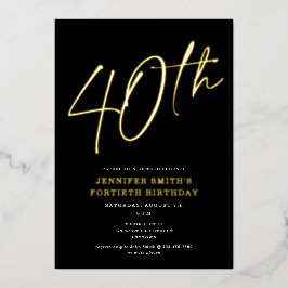 Invitación Con Relieve Metalizado Guión de Moda moderna cuadragésimo 40 aniversario
