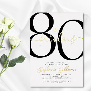 Invitación Con Relieve Metalizado Guión de Ochenta y Fabuloso Fiesta de cumpleaños n