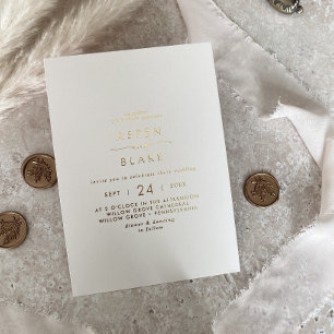 Invitación Con Relieve Metalizado Guión de Relieve metalizado dorado moderno Boda