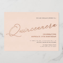 Invitación Con Relieve Metalizado Guión elegante Quinceañera Fiesta de cumpleaños RE