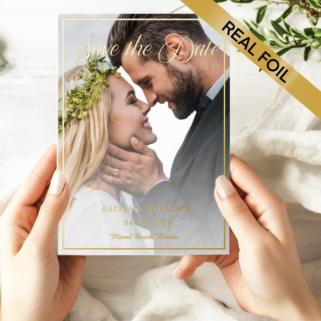 Invitación Con Relieve Metalizado Guión fotográfico Guardar la fecha (Subido por el creador)