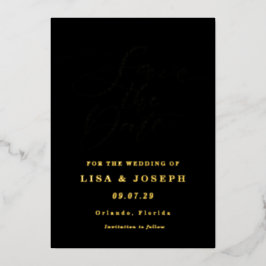 Invitación Con Relieve Metalizado Guión Minimalista moderno Guardar el Relieve metal