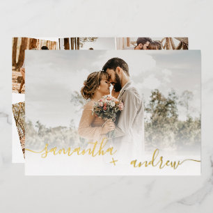 Invitación Con Relieve Metalizado Guión minimalista simple 5 fotos boda
