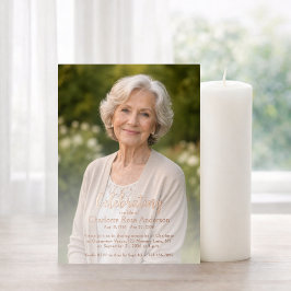 Invitación Con Relieve Metalizado Guión Mínimo de Celebración de la Vida Foto Rosa D