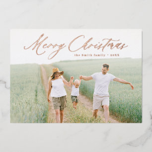 Invitación Con Relieve Metalizado Guión moderno Feliz Navidad Festividad navideña