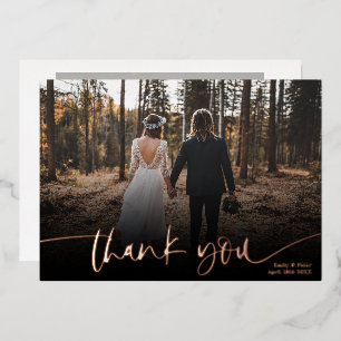 Invitación Con Relieve Metalizado Guión moderno gracias a 2 bodas de fotos