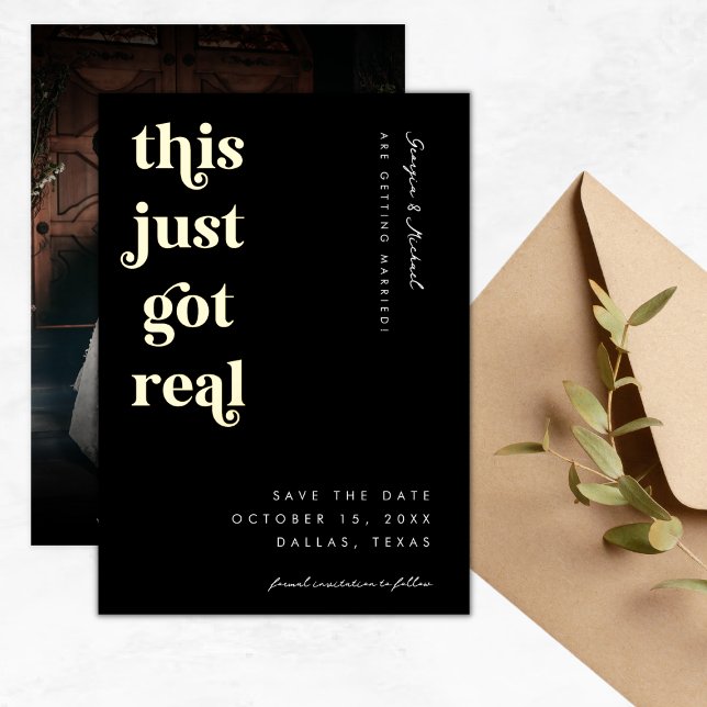 Invitación Con Relieve Metalizado Guión Retro Esto Se Ha Vuelto Muy Gracioso Boda Ne (Subido por el creador)