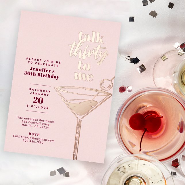 Invitación Con Relieve Metalizado Habla Treinta Para Mí Fiesta De Cócteles De Cumple (Subido por el creador)