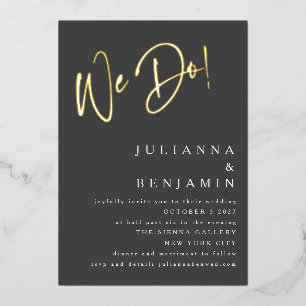 Invitación Con Relieve Metalizado Hacemos Elegante Sitio Web de Boda Negro Oro