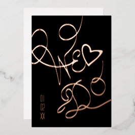 Invitación Con Relieve Metalizado Hacemos presión al Boda de oro con mano de corazón