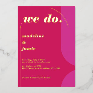 Invitación Con Relieve Metalizado Hacemos un resumen retro magenta rosa negrita mode
