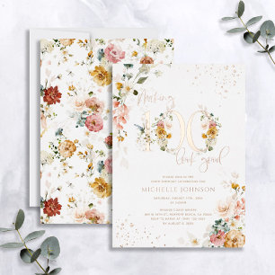 Invitación Con Relieve Metalizado Haciendo que 100 se vea bien Floral Rosa Dorado