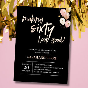 Invitación Con Relieve Metalizado Haciendo que 60 parezca una elegante fiesta de cum