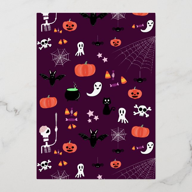 Invitación Con Relieve Metalizado Halloween (Anverso)