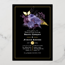 Invitación Con Relieve Metalizado Halloween floral Ensayo gótico Cena