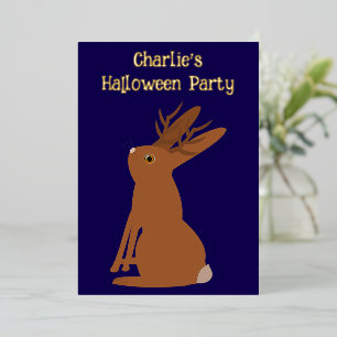 Invitación Con Relieve Metalizado Halloween Jackalope Trick o Tret Personalizado