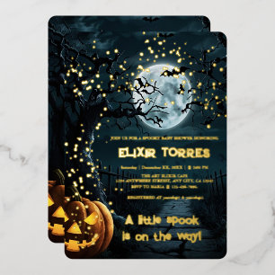 Invitación Con Relieve Metalizado Halloween Un pequeño Relieve metalizado de Baby Sh