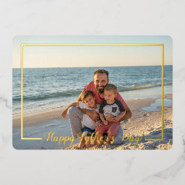 Invitación Con Relieve Metalizado Happy Father's Day Photo w/ Foil Line Frame Card