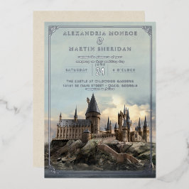 Invitación Con Relieve Metalizado Harry Potter | Boda del castillo de Hogwarts