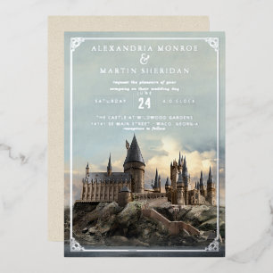 Invitación Con Relieve Metalizado Harry Potter   Boda en el Castillo de Hogwarts