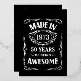 Invitación Con Relieve Metalizado Hecho en 1973 50 años siendo increíble 2023 cumple