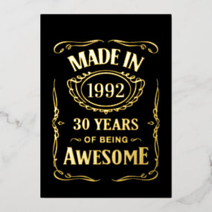 Invitación Con Relieve Metalizado Hecho en 1992 30 años siendo increíble 2022