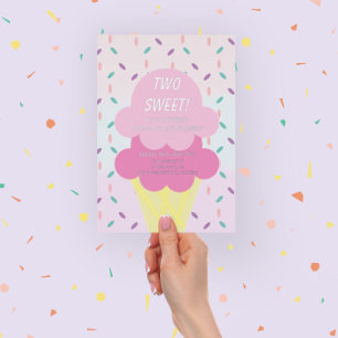 Invitación Con Relieve Metalizado Helado Cumpleaños 2