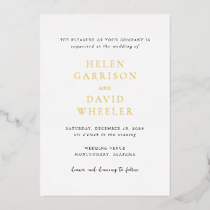 Invitación Con Relieve Metalizado Helen Classic Elegant Wedding