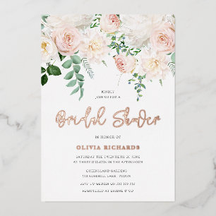 Invitación Con Relieve Metalizado Hermosa ducha de novia Rubor y Rosa Gold