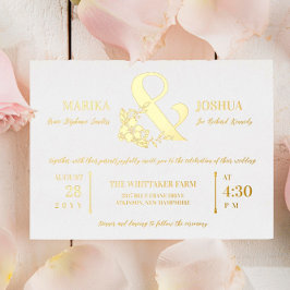 Invitación Con Relieve Metalizado Hermosa tipografía de ampersand floral para boda e