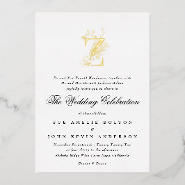 Invitación Con Relieve Metalizado Hermoso Boda de Monograma de ORO Floral