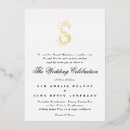 Invitación Con Relieve Metalizado Hermoso Boda de Monograma de ORO Floral