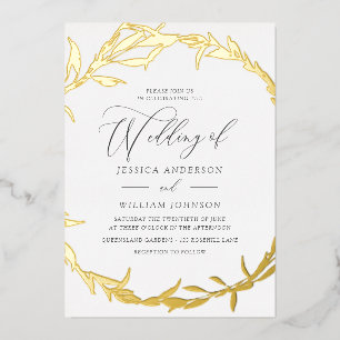 Invitación Con Relieve Metalizado Hermoso Boda de Relieve metalizado de hojas dorada