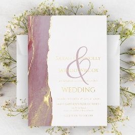 Invitación Con Relieve Metalizado Hermoso Boda rosado y dorado