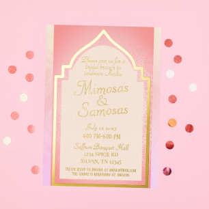 Invitación Con Relieve Metalizado Hermoso brunch de boda con Mimosas y Samosas india