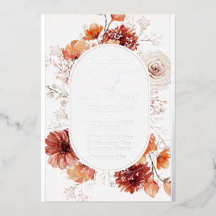 Invitación Con Relieve Metalizado Hermoso Marco Floral Boho Boda Plata Real