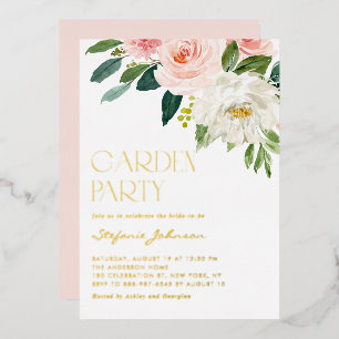 Invitación Con Relieve Metalizado Hermoso ramo floral de acuarela para fiesta de jar