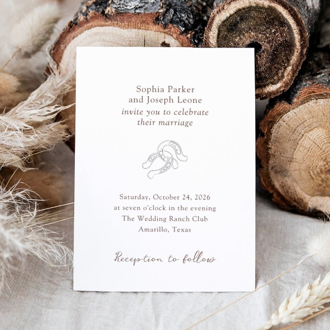 Invitación Con Relieve Metalizado Herradura mínima | Boda ruso marrón plateado (Subido por el creador)