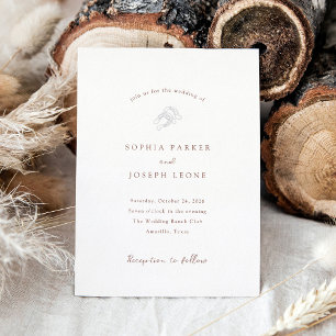 Invitación Con Relieve Metalizado Herradura Minimalista Plata para Boda Rústica