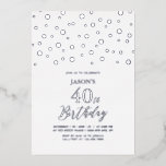 Invitación Con Relieve Metalizado Hexagon Confetti Adult Milestone Birthday Party Fo<br><div class="desc">Celebrate your special day with this stylish adult birthday party foil invitation. This design features a chic silver foil text "40th Birthday Party" with hexagon confetti background. You can customize the text to any age. More designs and party supplies are available at my shop BaraBomDesign.</div>