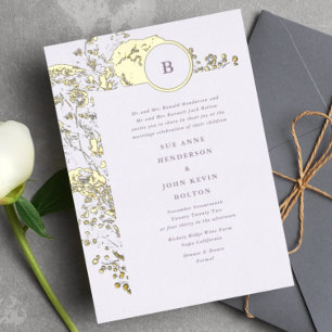 Invitación Con Relieve Metalizado Hoja de oro prensado primavera boho pampas boda