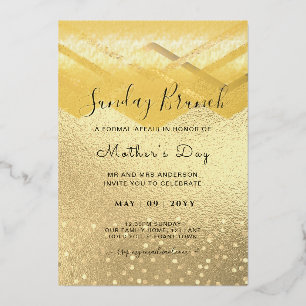 Invitación Con Relieve Metalizado HOJA DE ORO REAL Domingo Día de la Madre Bruch