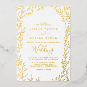 Invitación Con Relieve Metalizado Hoja mínima   Boda de tramas de Relieve metalizado