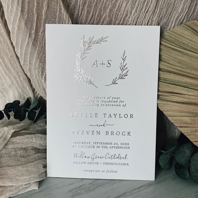 Invitación Con Relieve Metalizado Hoja mínima | Relieve metalizado plateado Boda de  (Subido por el creador)