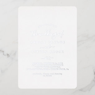 Invitación Con Relieve Metalizado Hoja mínima Relieve metalizado plateado El Boda