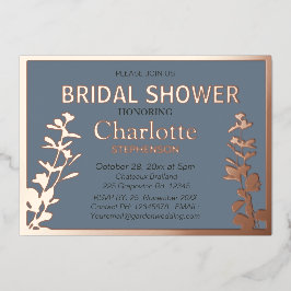 Invitación Con Relieve Metalizado Hojas Botánicas Modernas Despedida de Soltera